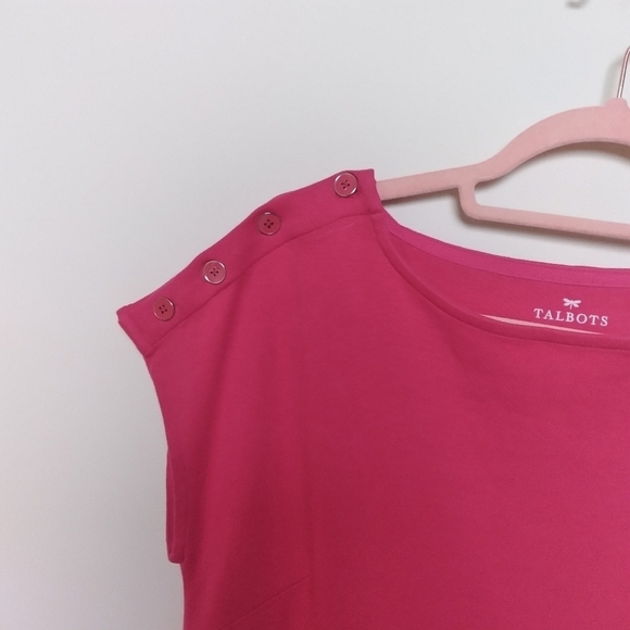 Talbots Pink Cap Sleeve Cotton Bodycon Midi Dress Size Small - Picture 4 of 8